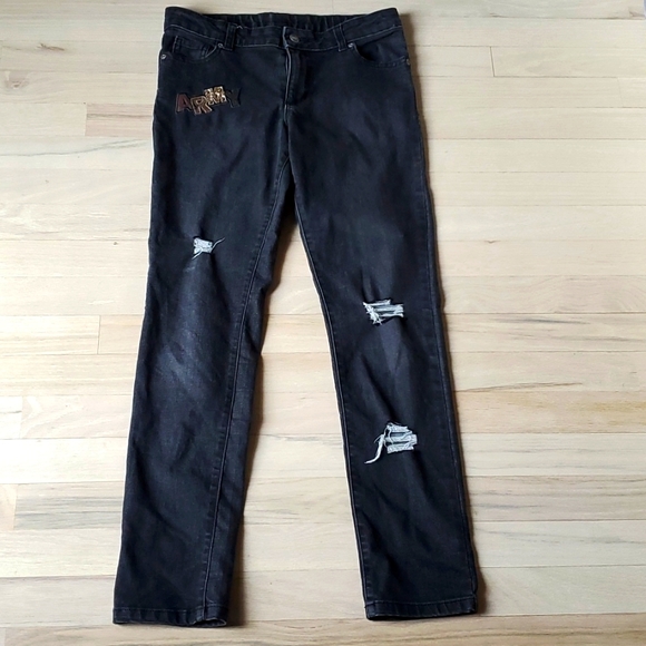 wonder nation Other - EUC Wonder Nation Skinny Jeans Distressed Army Patch Size 14 Black